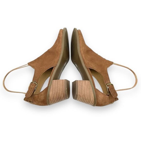 Lucky Brand Bannah Open Toe Sandal CutOut Booties in Walnut Brown Suede Size 7.5 - Picture 11 of 16